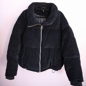 Navy Corduroy Padded Puffer Jacket